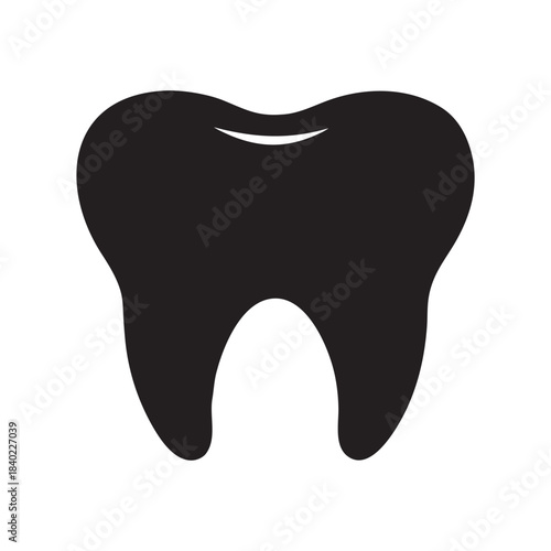 Simple dark silhouette of a human tooth isolated on a white background