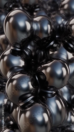 Seamless Loop: Highly Reflective Liquid Chrome Metal Flowing in Zero Gravity Spherical Shapes