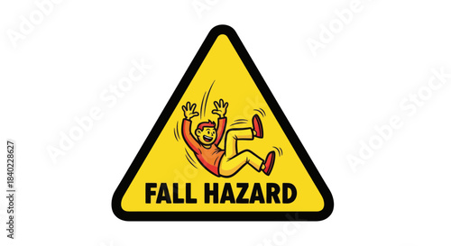 Warning Sign Illustrates Person Falling, Conveying Important Safety Information Clearly
