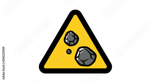 Warning Sign Illustrating Potential Danger From Falling Rocks for Safety Awareness