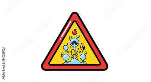 Warning Sign Illustrating Potential Environmental Hazards and Cleanliness Concerns