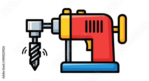 Vibrant Illustrated Drill Press, Perfect For Construction, Repair, And DIY Projects