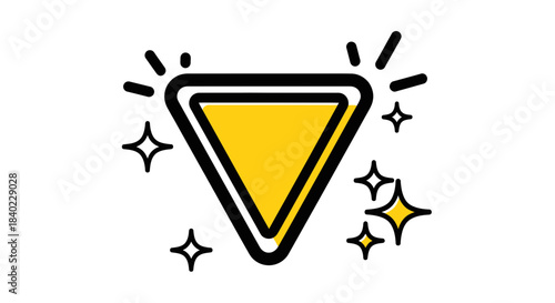 Vibrant Illustrated Diamond Concept with Sparkling Yellow Triangle and Radiating Lines of Light