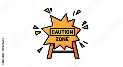 Warning Sign Illustrative Graphics Depicting Potential Hazards With Vibrant Visuals