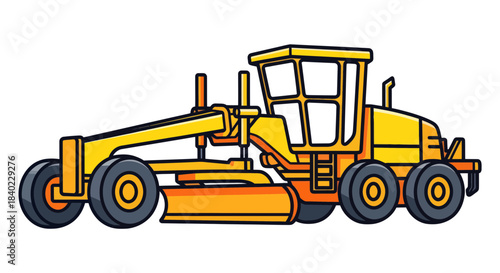 Vibrant Yellow Bulldozer Illustration, Ready For Road Work And Construction Projects
