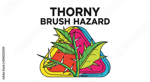 Vivid Thorns And Leaves Illustration Depicting A Brush Hazard Against A White Background