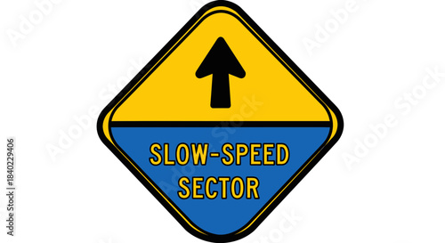 Warning Sign Indicating A Restricted Zone For Slower Movement And Controlled Traffic Navigation