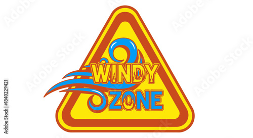Warning Sign Indicating A Zone Experiencing Frequent And Strong Gusts Of Wind