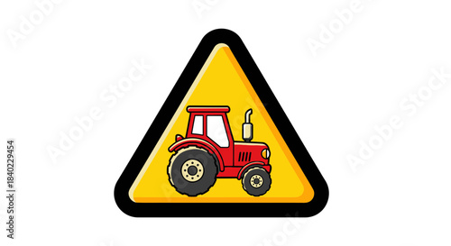 Warning Sign Indicating Agricultural Machinery Presence on Rural Routes and Farmlands