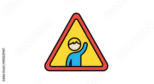 Warning Sign Indicating Alert For Pedestrians And Potential Hazards Ahead