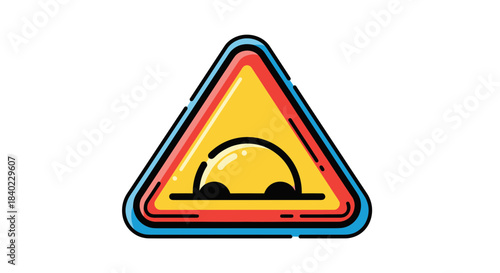 Warning Road Bump Street Sign Symbol Icon Geometric Design Modern Style Vector Illustration