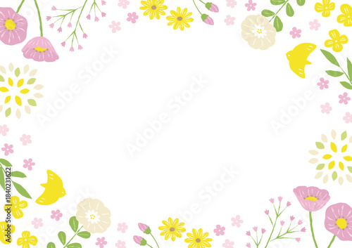 frame of pastel color flowers