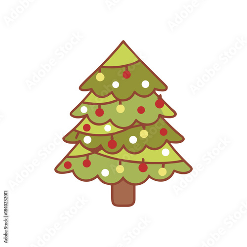 Christmas tree isolated on white. Vector illustration.