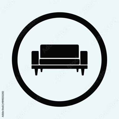 Vector Modern minimalist sofa couch furniture seating element sign silhouette Illustration