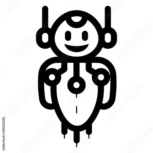 personal flying AI robot assistant icon