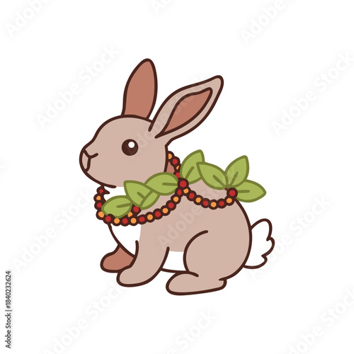 Rabbit with garland. Vector illustration. 
