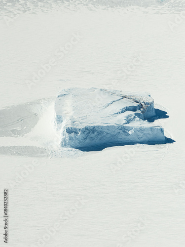 Big ice blocks on icy dessert in Antarctica.
