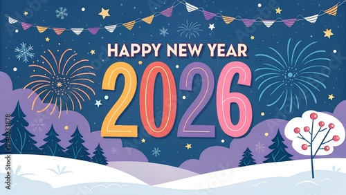 Happy New Year 2026 Celebration Illustration