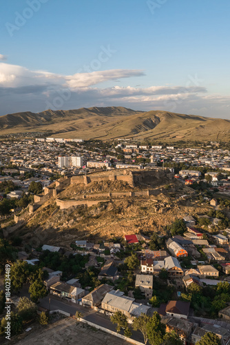 Aerial view of Gori fortress. Vertical photo