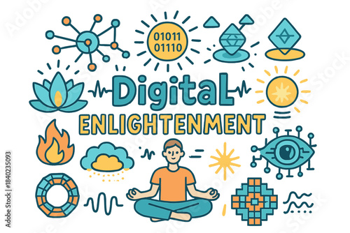 Digital Enlightenment Doodle. Digital Enlightenment. Hand-drawn doodle illustration of Digital Enlightenment.