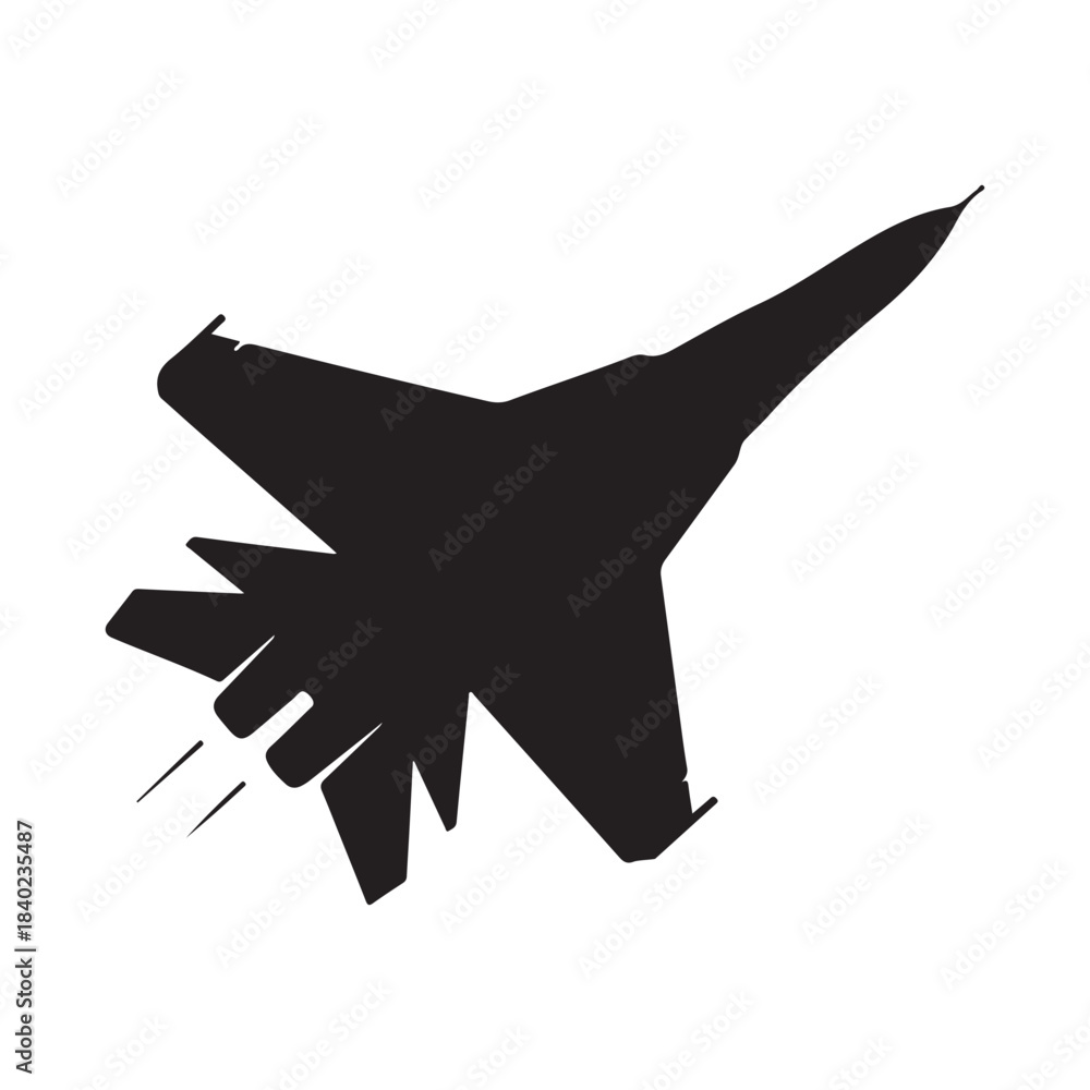 Fototapeta premium fighter jet vector silhouette clip art logo design illustration. jet fighter icon collection
