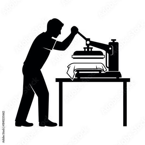 Black and white t shirt printing service pictogram isolated on white background