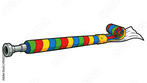 Colorful party blower unrolling, a festive accessory for celebrations and fun events