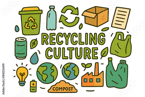 Recycling Culture Doodle. Recycling Culture. Hand-drawn doodle illustration of Recycling Culture. Recycling