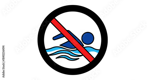 Swimming Prohibition Sign: A Visual Depiction of Safety Regulations in Aquatic Zones and Places