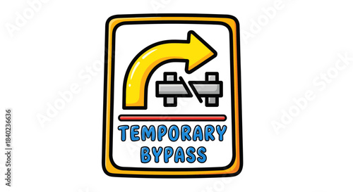 Temporary Road Detour Sign Illustrating Route Diversion and Temporary Bypass Pathway