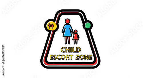 Safety Zone Sign Indicating Child Escort Area and Designated Protection Space