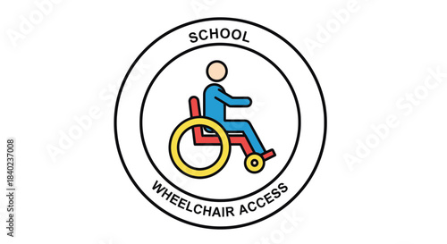 School Sign Indicating Wheelchair Accessibility and Inclusive Environment Design