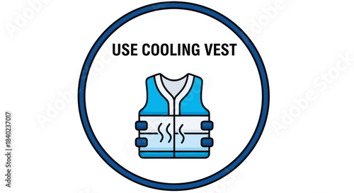 Use A Cooling Vest To Stay Safe, Illustrated Icon In A Protective Circle