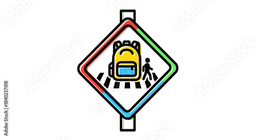School Zone Crossing Sign Illustrating Pedestrian Safety and Child Awareness Symbol