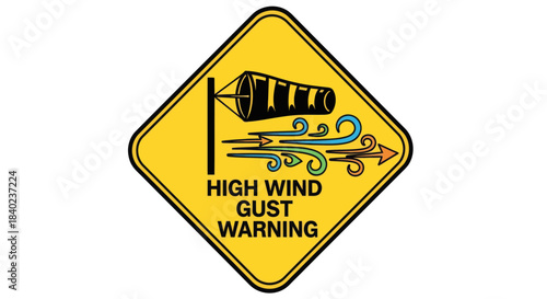 Severe Weather Advisory Sign: High Wind Gusts Warning Symbol Illustration  Icon.