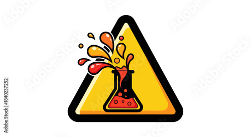 Vibrant Chemical Reaction: A Laboratory Hazard Warning Sign Illustration