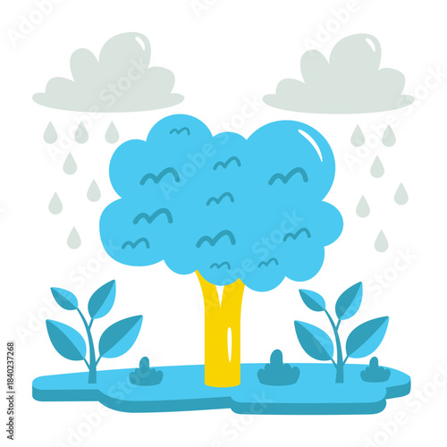 Forest rainfall icon in flat design isolated on white background 