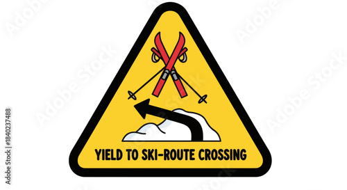 Skiing Route Crossing Sign: Ensure Safety and Yield to Skiers During Winter Recreation