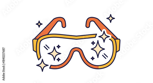 Sparkling Safety Goggles Illustration Showing Protection and Brightness Symbolism Design