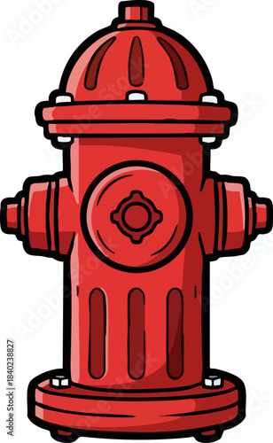 Bright Red Fire Hydrant Safety Device Cartoon Icon