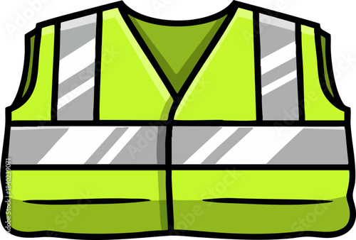 Cartoon Icon of High Visibility Reflective Safety Vest