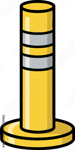 Yellow safety bollard illustration for traffic control and parking