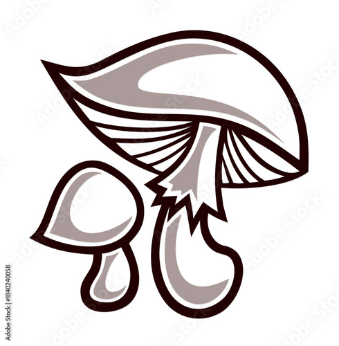 Symbol of stylized forest mushrooms.
