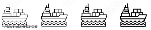 Cargo Ship  Icon Set Different Style Collection