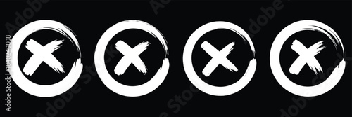 Hand drawn check tick mark icon set. x marks, checkboxes, and checklist symbols including right and wrong signs in brush marker style. Grunge x sign. Delete icon. rejection icon. hand drawn X sign. 