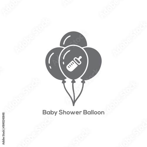 Baby Shower Balloon Icon: Vector Graphic for Newborn Celebration, Gender Reveal Party, and Maternity Events Design.