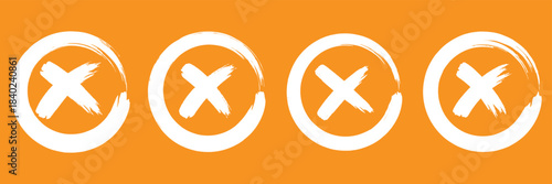 Hand drawn check tick mark icon set. x marks, checkboxes, and checklist symbols including right and wrong signs in brush marker style. Grunge x sign. Delete icon. rejection icon. hand drawn X sign. 