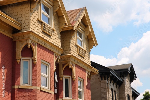Street view of old residential area in Shadyside, Pittsburgh. Generic American homes.