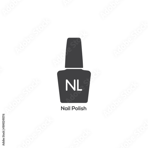 Nail Polish Bottle Icon: Simple Black Vector Graphic for Manicure, Pedicure, Beauty Salon, and Cosmetic Product Design.