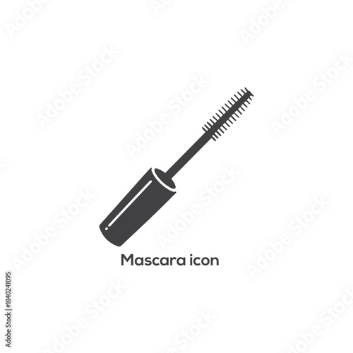 Black Mascara Icon: Essential Vector Graphic for Makeup, Eyelash Extensions, Beauty Branding, and Cosmetics Product Design.